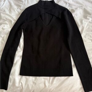 Black Cutout Cashmere Blend Sweater